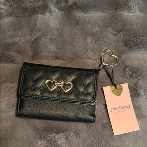 NWT Juicy Couture Black Quilted Heart Wallet - Gold Hardware